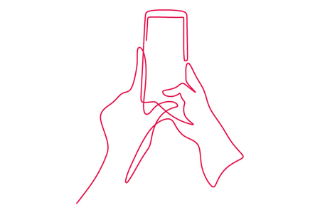 Smartphone-Hände, One-Line ©Shutterstock, Single Line
