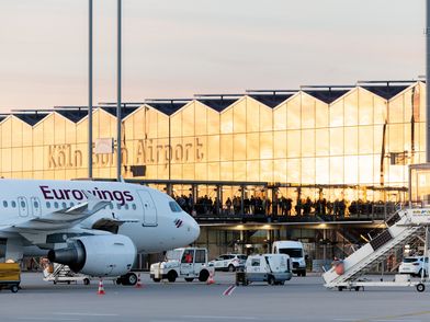 Eurowings Airplane parking infront of Cologne Bonn Airport