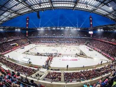 Lanxess Arena packed for the ice hockey game