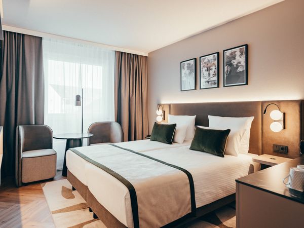 Modern hotel room at Leonardo Hotel Cologne