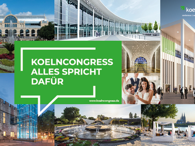 Key visual featuring all Koelncongress locations ‘Koelncongress – everything speaks for itself’