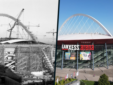 Vergleich der LANXESS arena 1998 und 2023